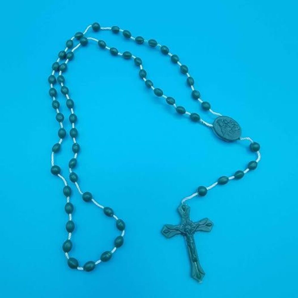 Green Plastic Rosary Necklace